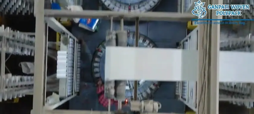 Lohia Nova 6 circular loom weaving PP fabric, seen from above