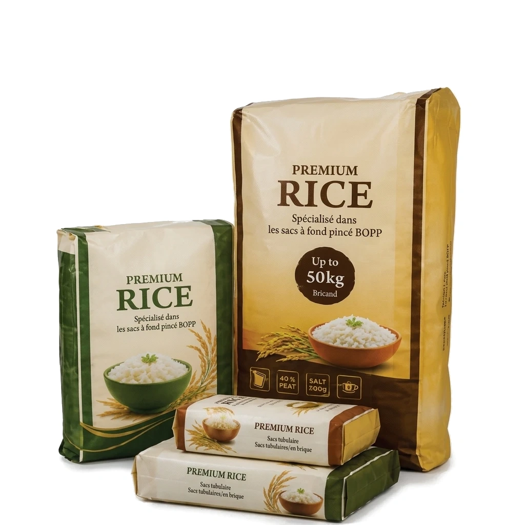 Premium rice BOPP pinch bottom and tuber bags up to 50 kg
